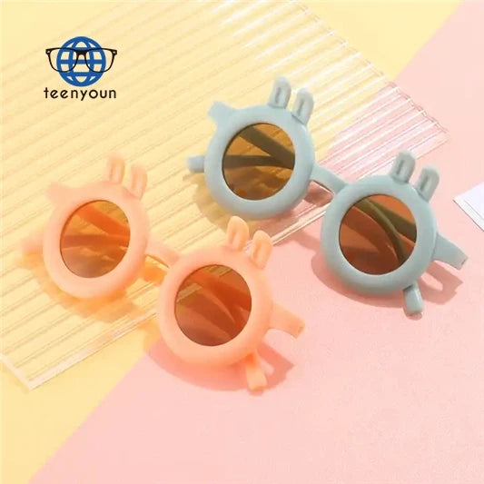 Teenyoun 2024 Sweet Protection Designer Sunglasses Rabbit Ear Shape Chinese Cute Kids Round Sunglasses Wholesale