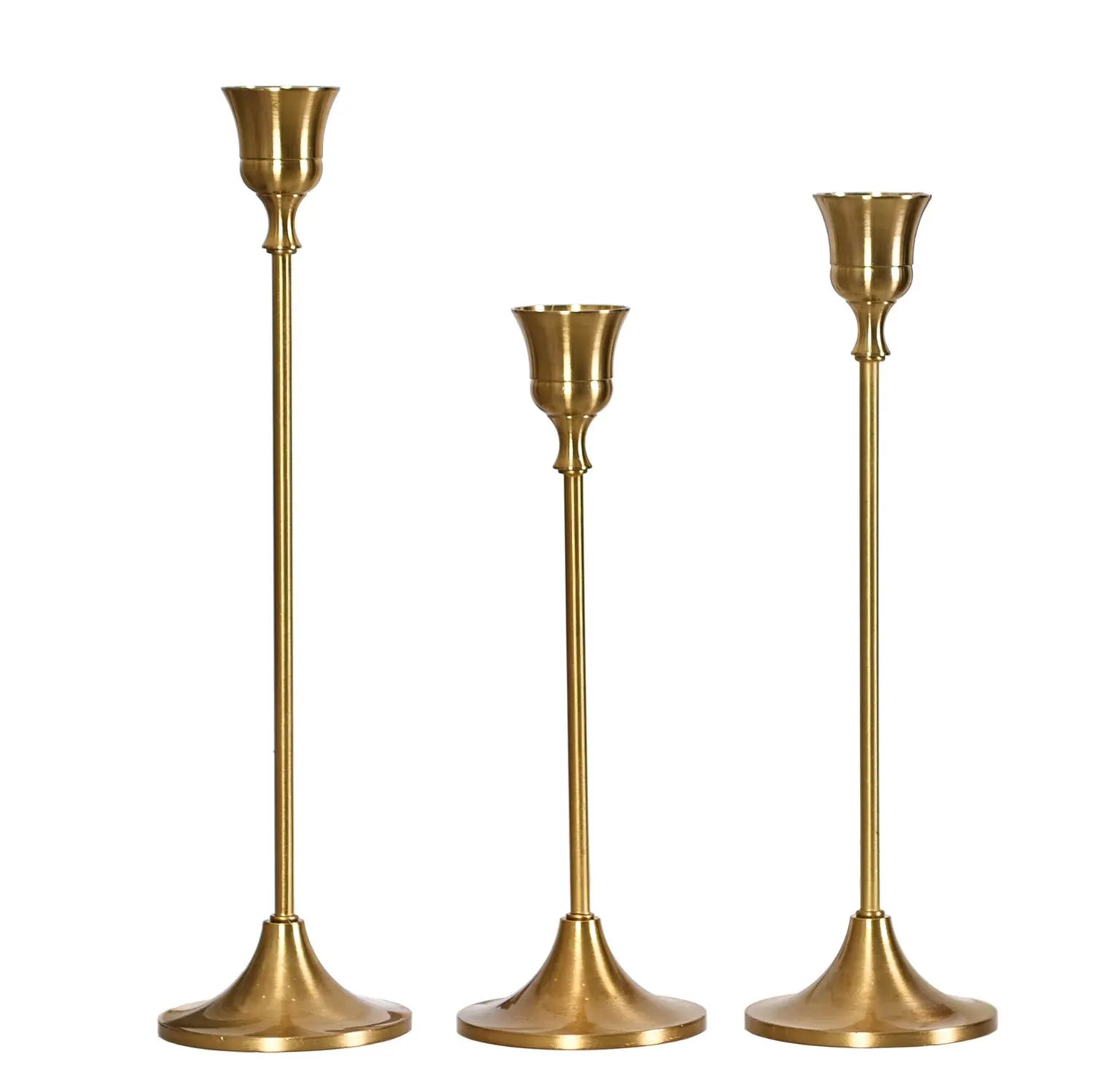 Vintage 3pcs Gold Candle Holders Wedding Centerpiece Christmas Table Decorative Metal Gold Black Taper Candlestick Holder Sta