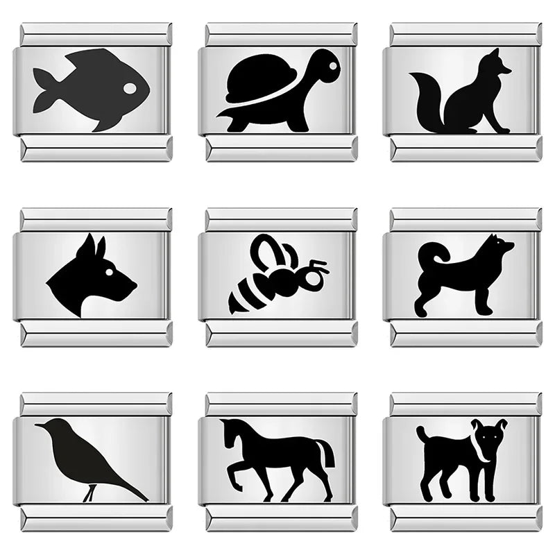 Hapiship 2024 Fashion New Stainless Steel Animal Dog Horse Fox Charm Italian Links Fit 9mm Bracelet DIY Making Jewelry DJ106-