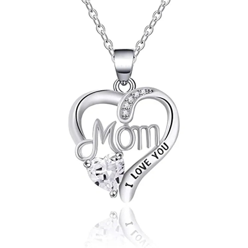 CAOSHI 4 Colors Gifts for Mom Necklace Women Imitated Rhodium Color Luxury Cubic Zirconia Fashion New Necklaces Brass Jewelry