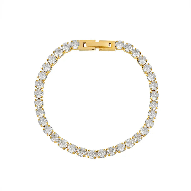 Fenny 18K PVD Gold Plated Fashion Luxury Diamond Pave Charm Bracelet Trend for Party Stainless Steel Jewelry Wholesale