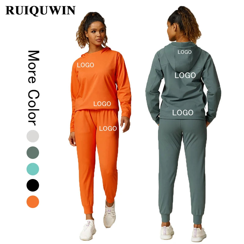 RUIQUWIN Most Popular Fitness Gym Training Jogging Wear Plus Size Workout Yoga Set for Women Custom Sport Hoodies Tracksuit