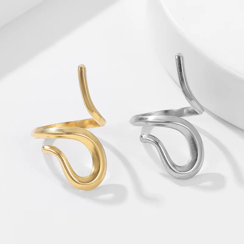 Stainless Steel Open Ring for Women Men Fashion Trend Irregular Geometric Adjustable Waterproof Ring Jewelry