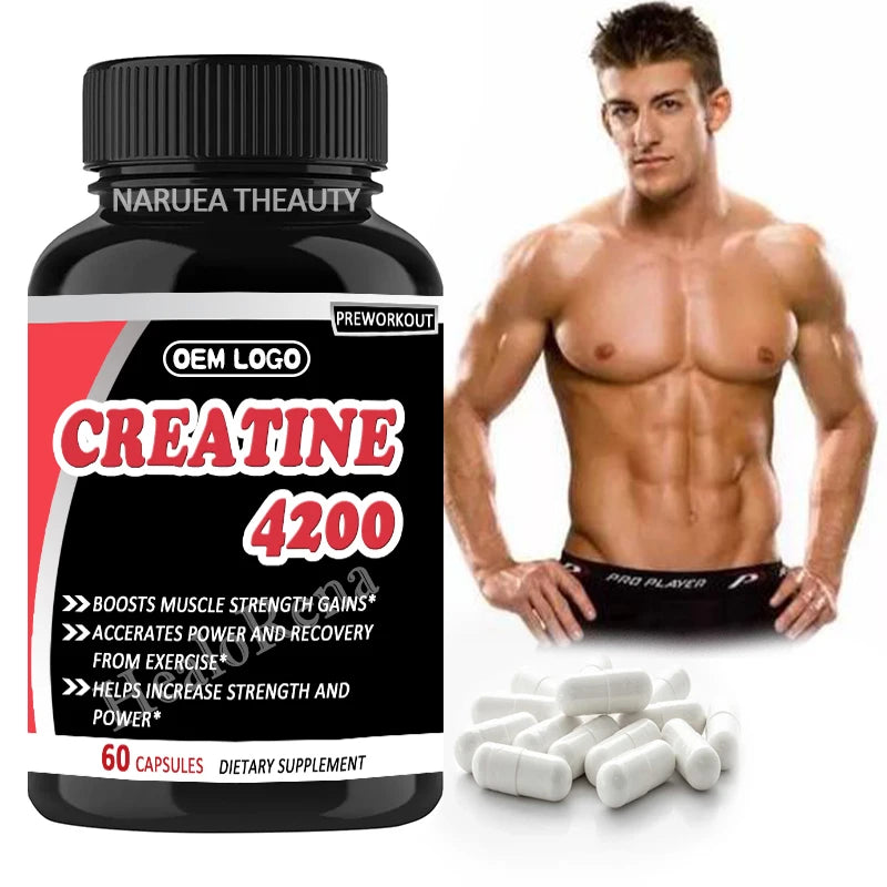 OEM Creatine 4200 Boost Muscle Strength Gains Increase Strength Power Micronized Creatine Monohydrate Capsules