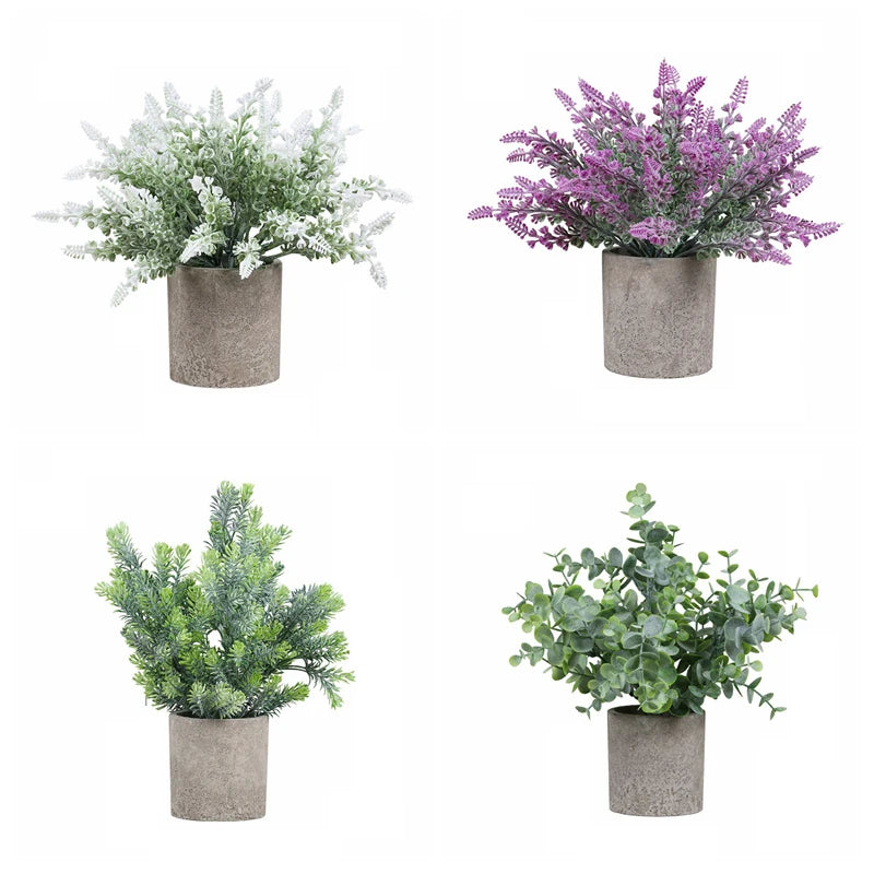 PT003-35 New Design Artificial Watercress Grass Plants in Pots Small Plastic Bonsai Set for Desktop Decoration