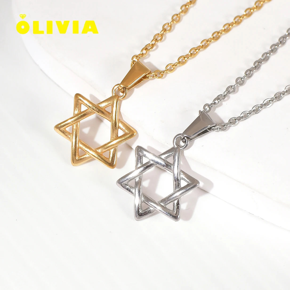 Fashion Star of David Pendant Necklace 18K Gold Plated Jewish Israel Jewelry Six Pointed Star Necklace for Women Men