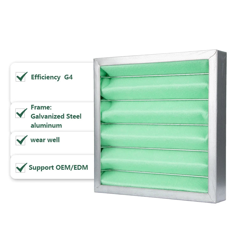 Customized High Capacity Panel G4 Air Filter Pleated Paper Frame Pre Filter Ac Furnace Air Filter