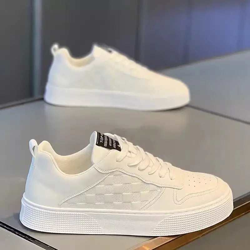 2026 New Fashion Casual White PU Leather Shoes Men's Breathable Fashion Walking White Sneaker Shoe for Men