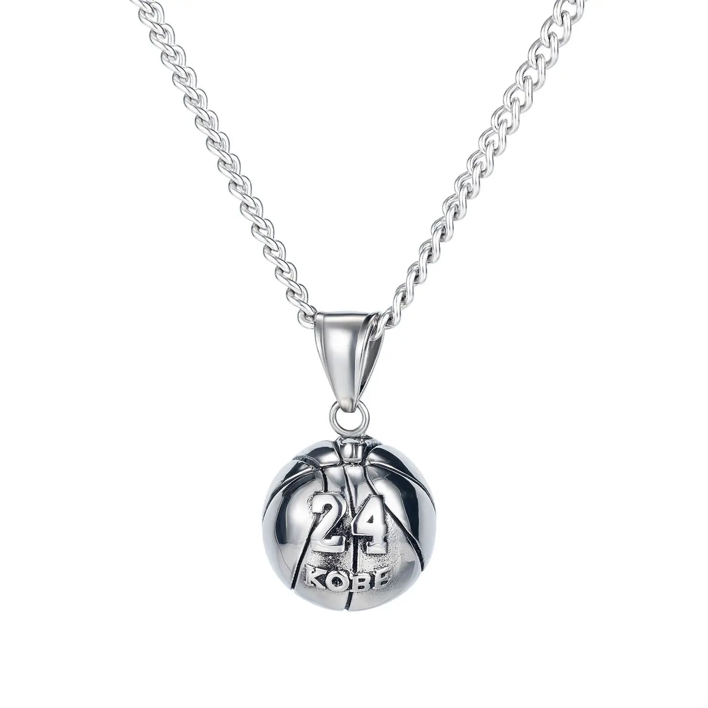 Fashion Mens Stainless Steel Kobe 24 Basketball Star Necklace Black Mamba Pendant Necklace Memorial Souvenir Necklace