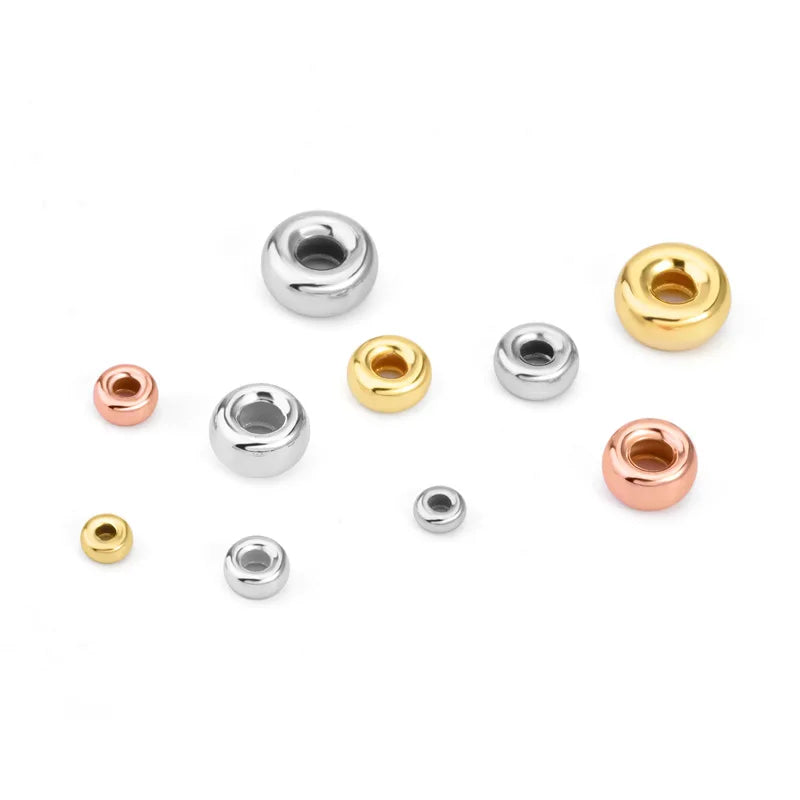 Solid 925 Sterling Silver Beads Rondelle/roundel Spacer Loose Bead Finding for Jewelry Findings Components