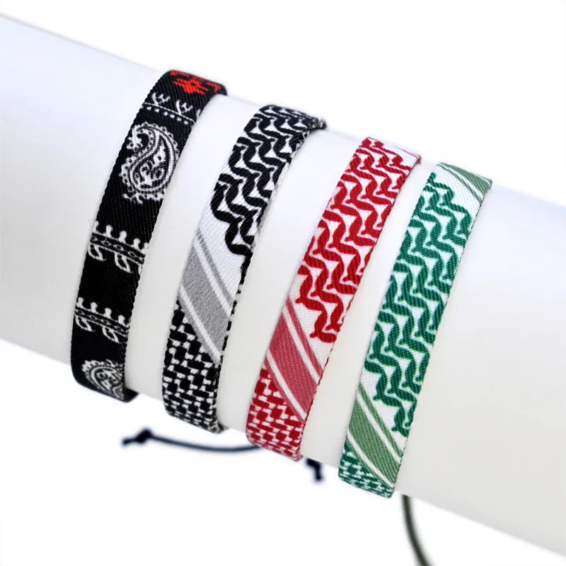 Handmade Braided Arabic Scarf Style Accessories Ribbon Braided Traditional Pattern Rope Geometric Pattern Arabic Scarf Bracel