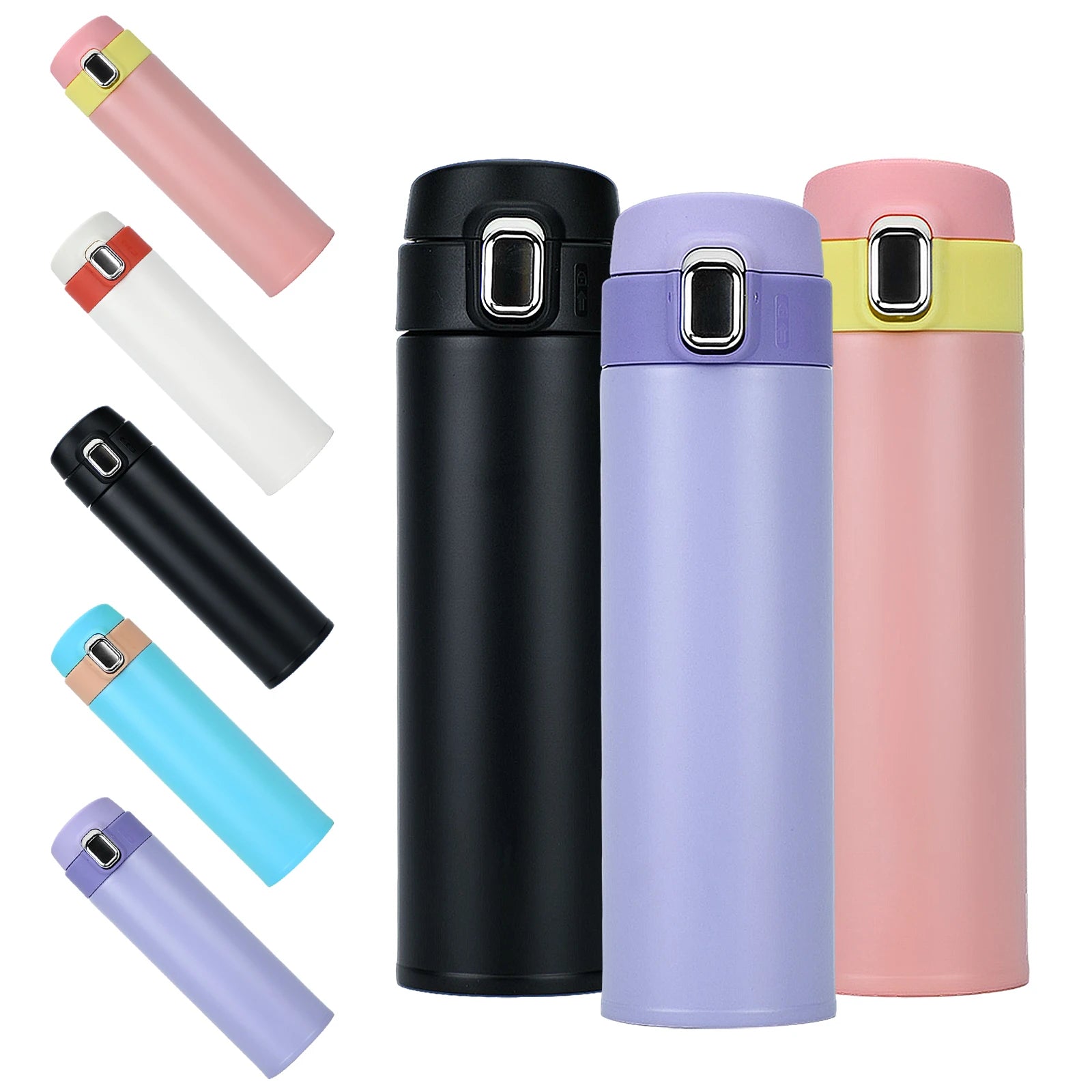 500ml Stainless Steel Insulated Double Wall Thermos Water Bottle Flask Coffee Cup With Button Press for Gift