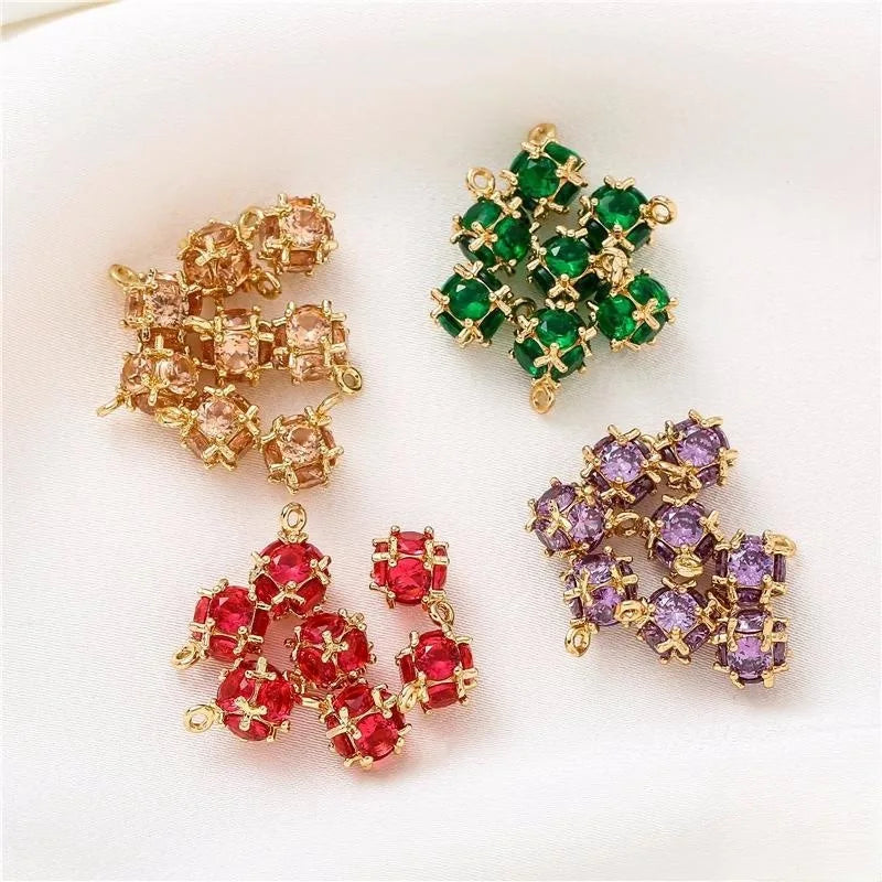 Delicate 6Mm 8Mm Gold Plated Ball Shaped Pendant Simple Colored Zircon Pendant for Diy Earring Bracelet Jewelry Accessories