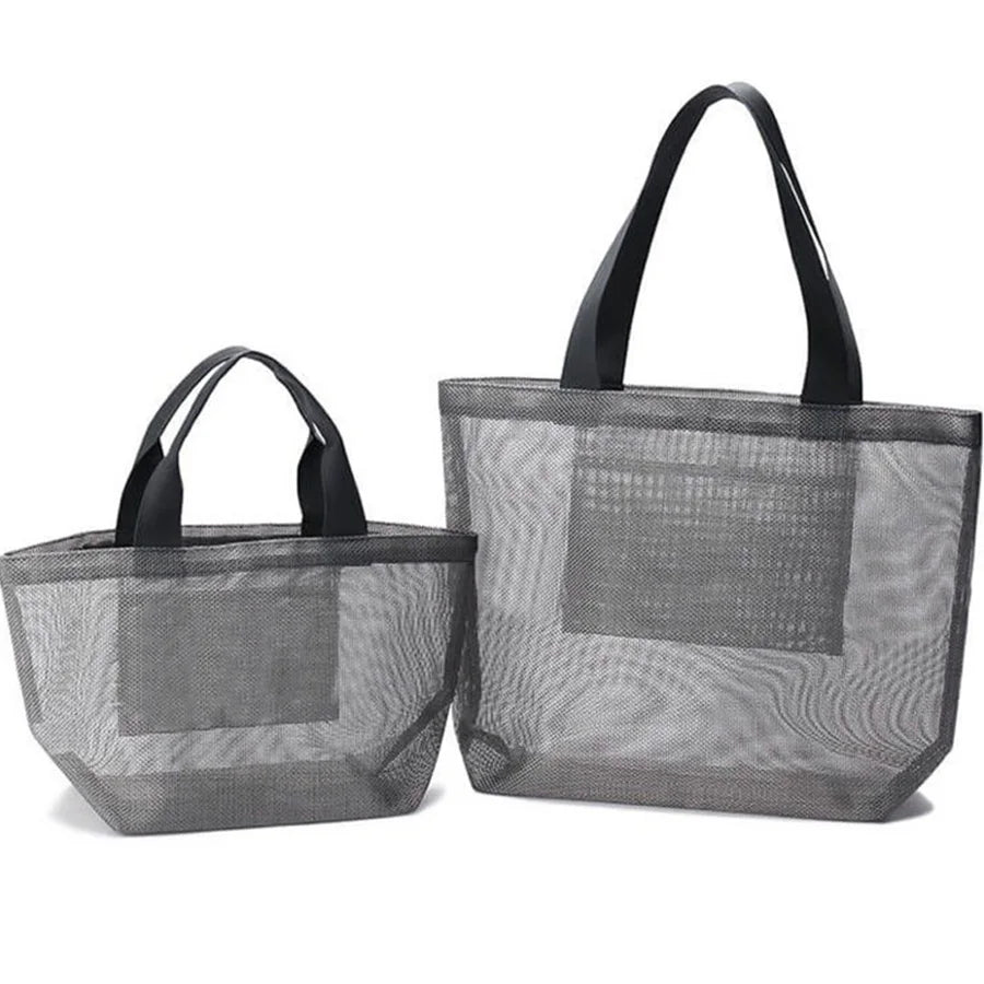 GREAT Reusable Eco-Friendly Durable Large Capacity Portable Foldable Summer Women Mesh Beach Pool Tote Bag Customized Color