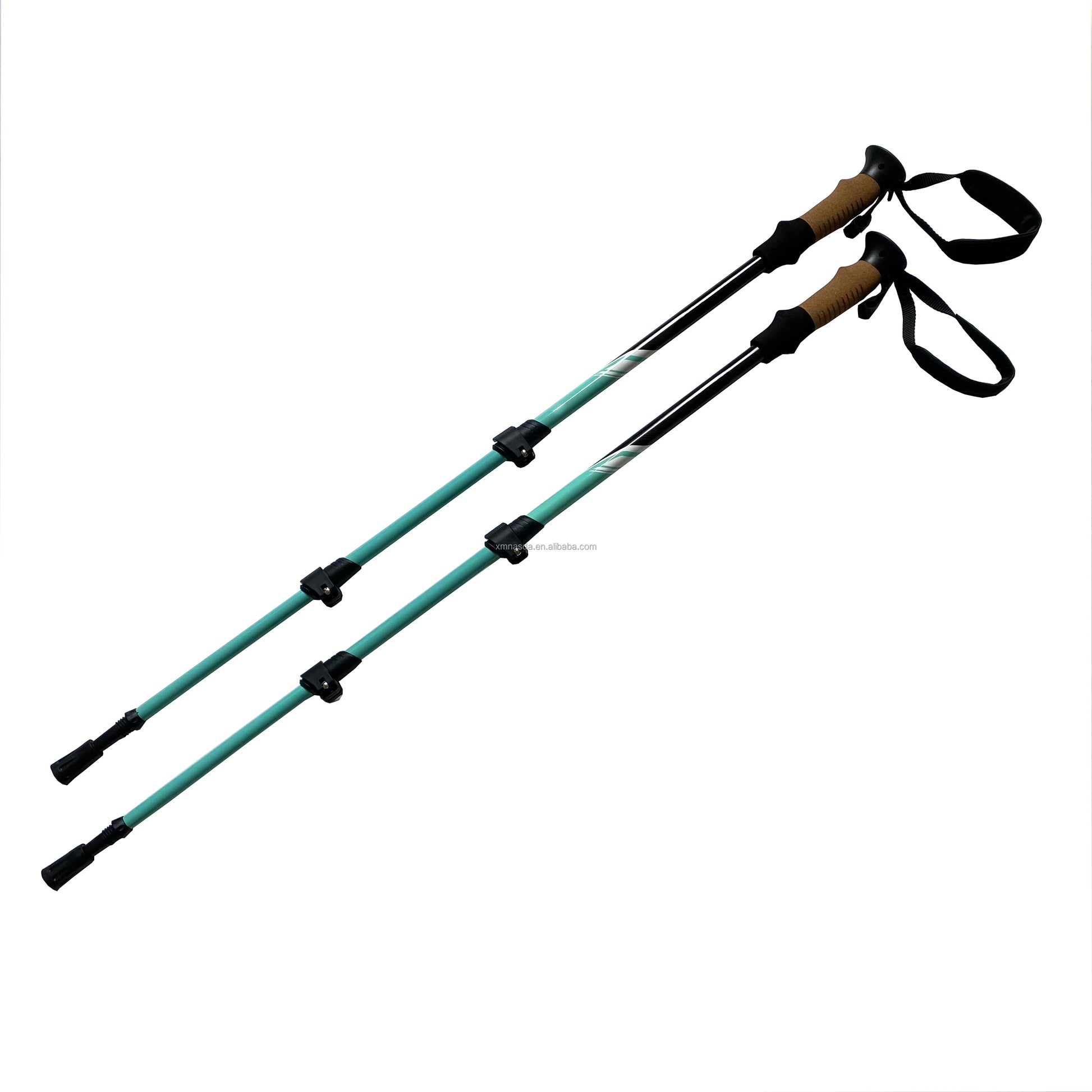100% 3K Carbon Fiber Outdoor Hiking Stick 3 Section Telescoping Cork Handle with Rubber Tip for Trekking
