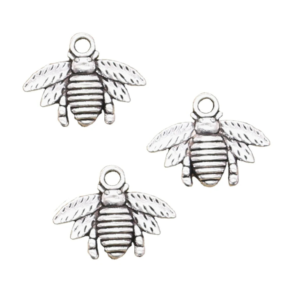 Antique Vintage Tibetan Silver Color Bumblebee Honey Bee Pendants 21x16mm Alloy Charms for Jewelry Making & DIY Handmade Craf