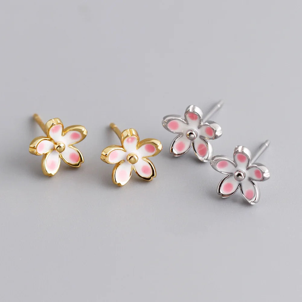 Unique Design 925 Sterling Silver Dripping Flower Mini Stud Earrings for Women Girls Fine Jewelry EH1511