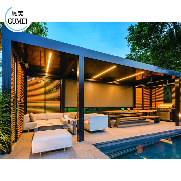 2024 New Gray Awning Outdoor Pergola Waterproof Aluminum Cover Arches Arbours Pergolas