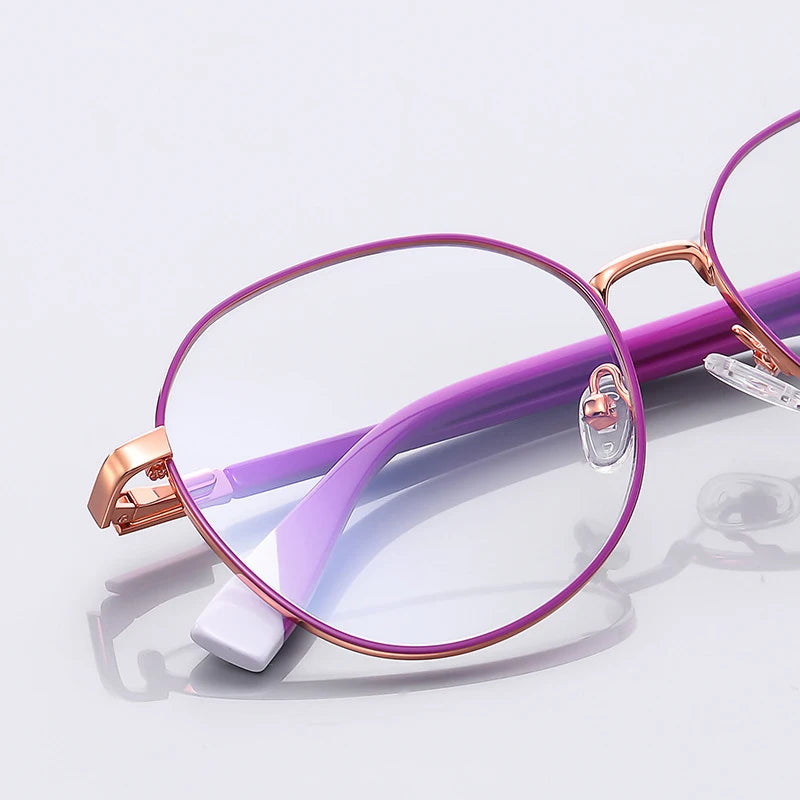 Classic Anti-Blue Light Metal Prescription Eyeglasses Frames Geometric Style Unisex Diamond Computer Users Eye Glasses Women