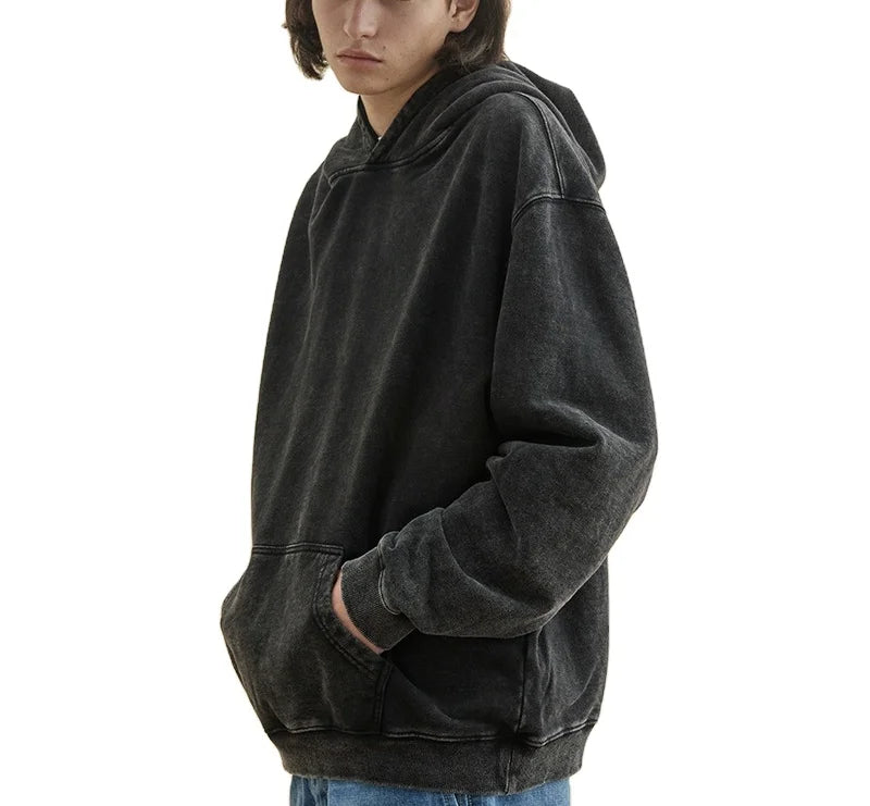 Vintage Wash Hip Hop Hoodie Mencustom Stone Wash Hoodie Screenprintwash Oversized Hoodie Custom Design French Terry Sweatshir