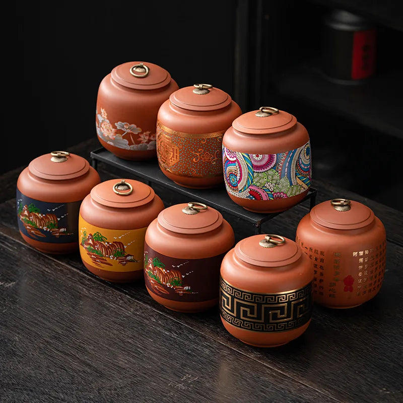 MSH 700ML Wholesale Purple Clay Ceramic Tea Cans Food Coffee Bean Storage Jar