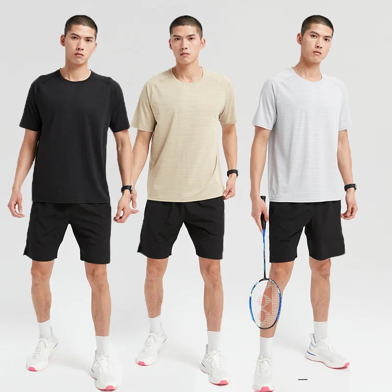 Men T-Shirt and Shorts Set Sports Tracksuit Outfits Short Sleeve Suit Set Casual Running Sport Sweat Activewear
