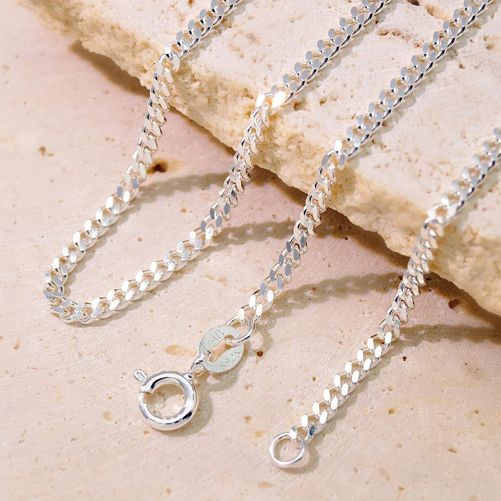 Factory Direct Wholesale 925 Sterling Silver 2mm Curb Chain Sterling Silver Cuban Link Chains