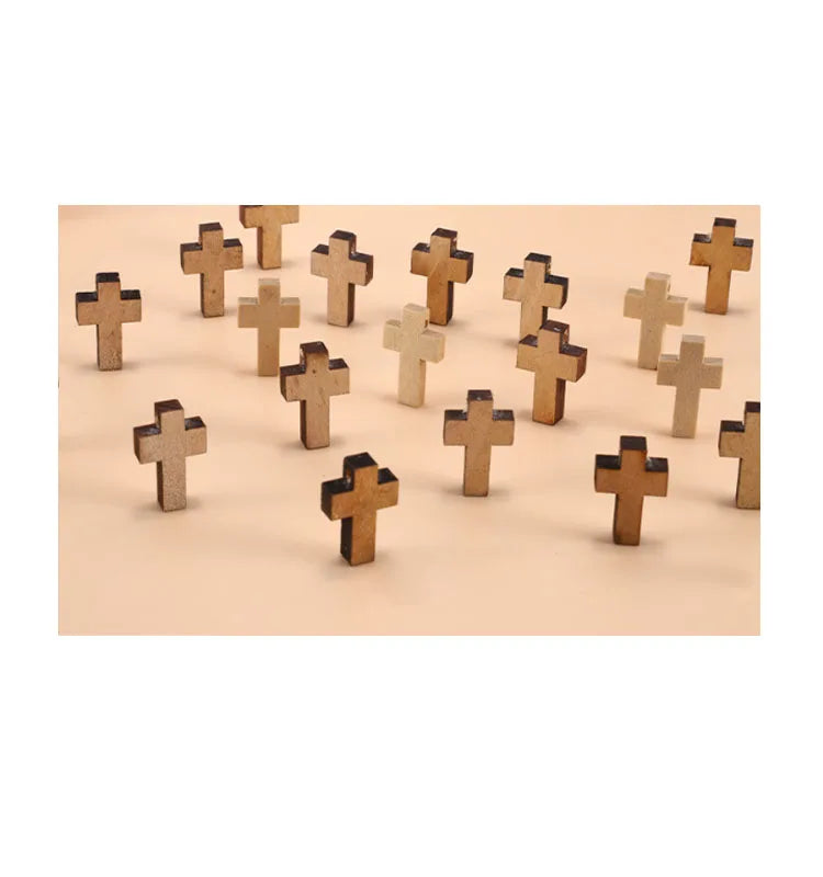 15*22mm Mini Natural Wooden Small Cross Charm Pendant Wood Cross Charm for Party Favors DIY Crafts