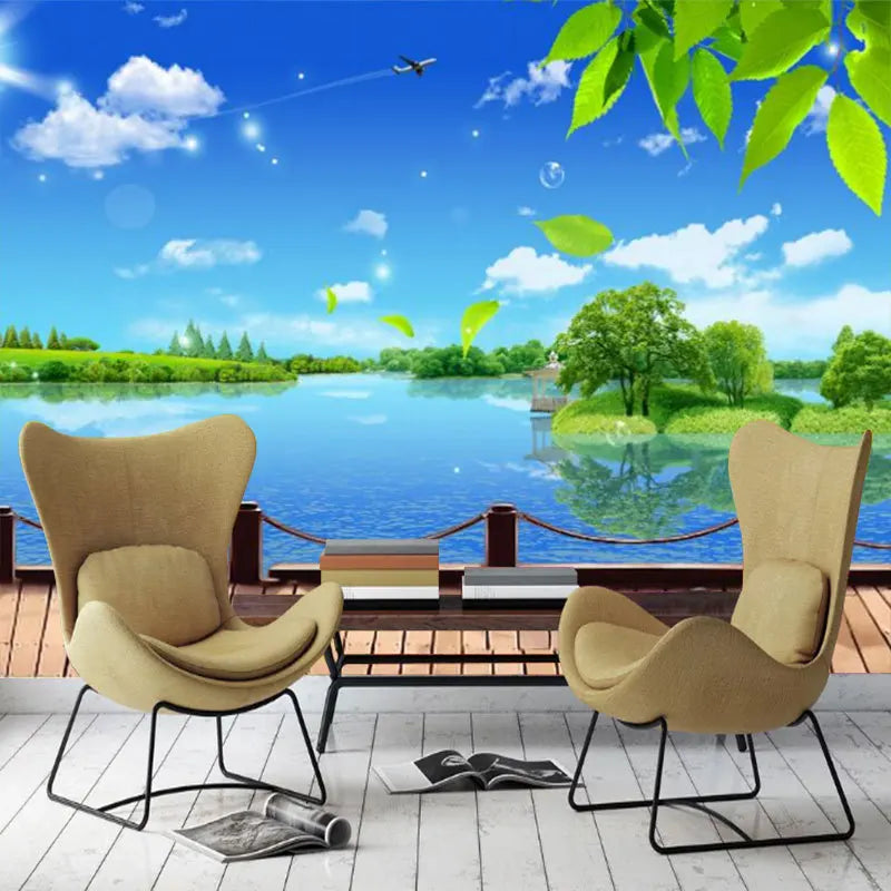 3D Stereoscopic Tv Background Wall Painting Wallpaper Sea Mediterranean Living Room Bedroom Sofa Background Wall Wallpaper