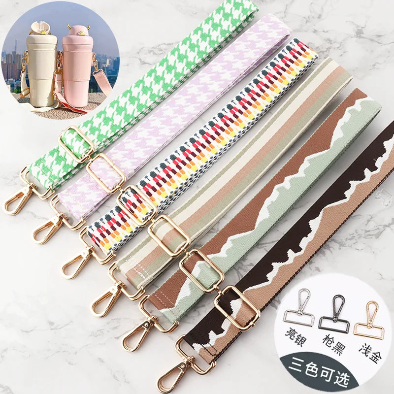 Water Bottle Carrier Bag Water Bottle Sling Bag with Adjustable Shoulder Strap Crossbody Nylon Webbing Woven Handle Strap