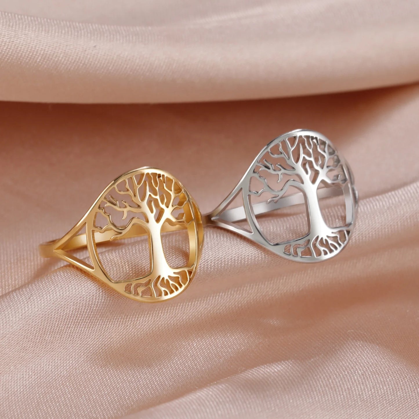 Tree of Life Rings for Women Men Ethnic Vintage Inspired Stainless Steel Jewelry Nordic Viking Amulet Wedding Band Gift