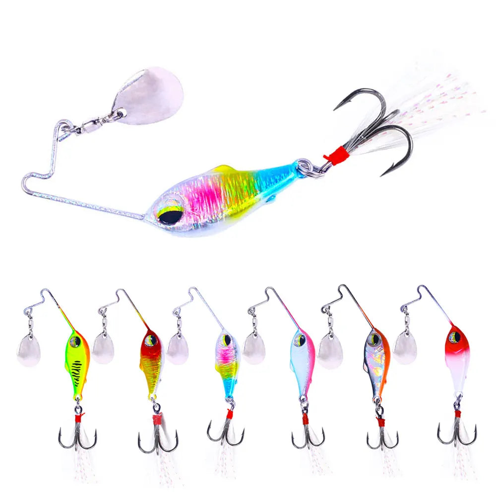 Wholesale VIB053/VIB054/VIB055 10g 15g 20g Hard Vibration Baits Metal Sinking VIB Fishing Lures with Rotating Spoon Tail
