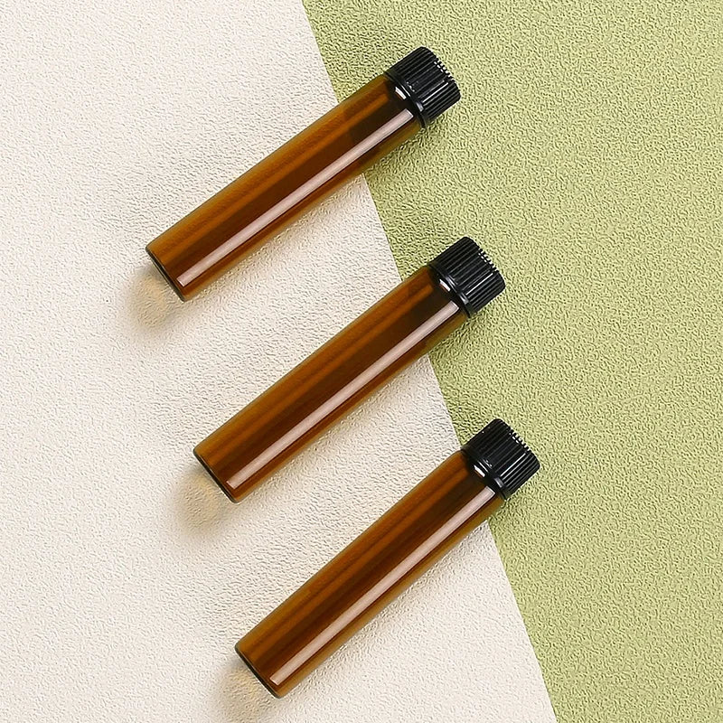 2024 New Arrival Ready to Ship Round 10ml Amber Glass Bottle with Screw Lid Mini Empty Essential Oil Glass Bottles