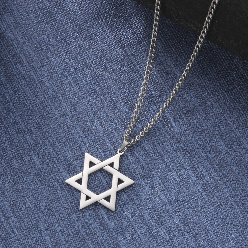 Star of David Hexagram Necklace for Men Women Israel Jewish Judaism Neck Chain Stainless Steel Jewelry