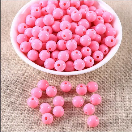 New Wholesale 8mm-14mm Acrylic Solid Color Ball Loose Round Beads Candy Spring Beads for Jewelry Making Accessories