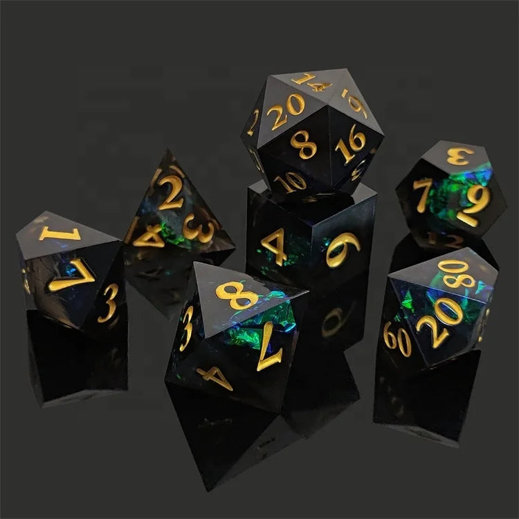 DND Factory Custom Engraved Resin D6 Polyhedral Dice Bulk Black for RPG Games