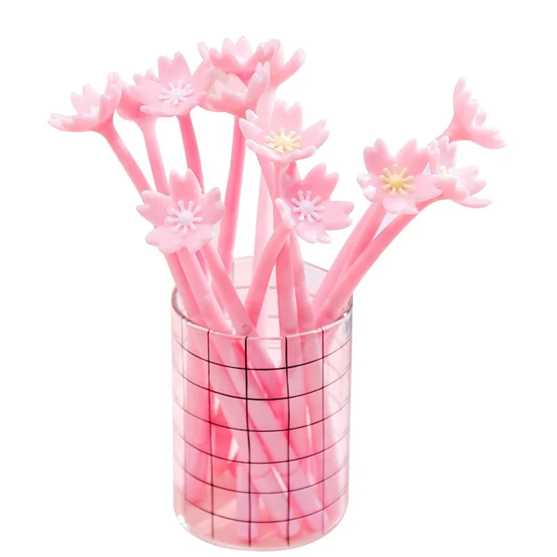 Beautiful Flower Girls Gifts Cute pink Silicone Gel Pen Pens with Cherry Blossom