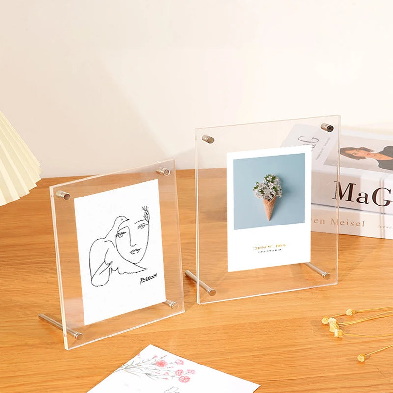 Custom Size 6/7/8/10 Inch A4 Clear Display Acrylic Photo Frame Acrylic Picture Frame Acrylic Card Holder With Stand
