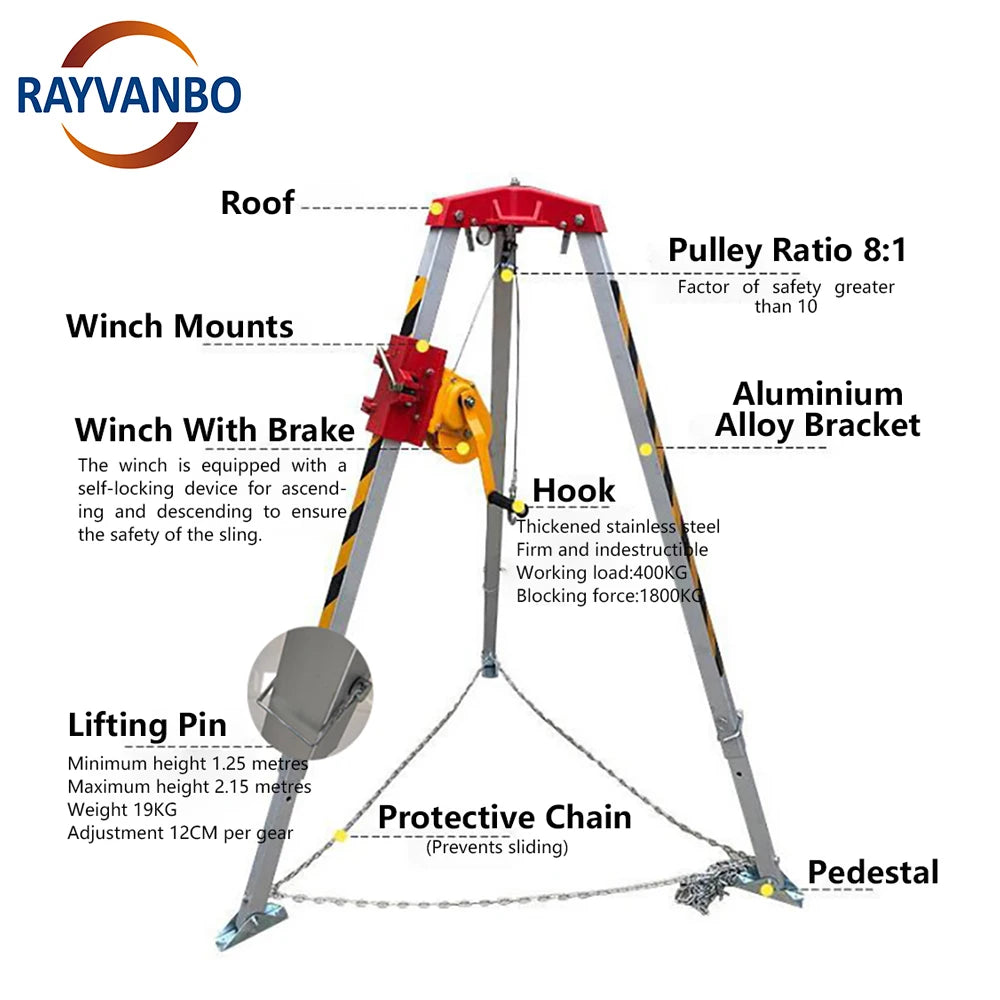 High End Industrial OEM/ODM CE Certified High Strength Aluminum Emergency Rescue Tripod