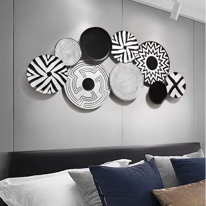 114X45cm Iron Wall Decoration Round Fashion Wall Hanging Decoration Sofa Background Wall Decoration Modern Simple and Elegant