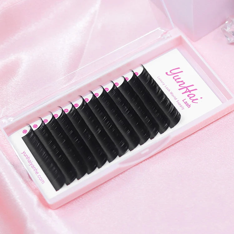 Yunhai Custom Las Extension Wholesale Lash Tray Vendor Customize Best Quality Dark Fluffy Silk 25mm Mink Eyelashes Extension