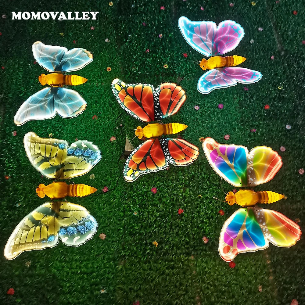 Momovalley Lighted Mechanical Led butterfly Purple Moving Outdoor Hanging Christmas Tree Decorations Easter Decor  IP65 Rated