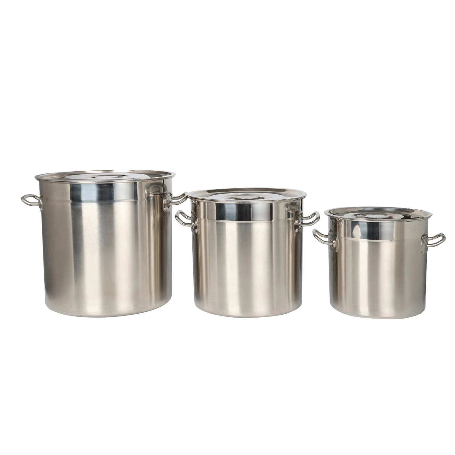 Hot Sale Durable Commercial Stainless Steel 201/304 15-100cm Cooking Stock Pot 3-layer Bottom Double Handles Gas Induction Re