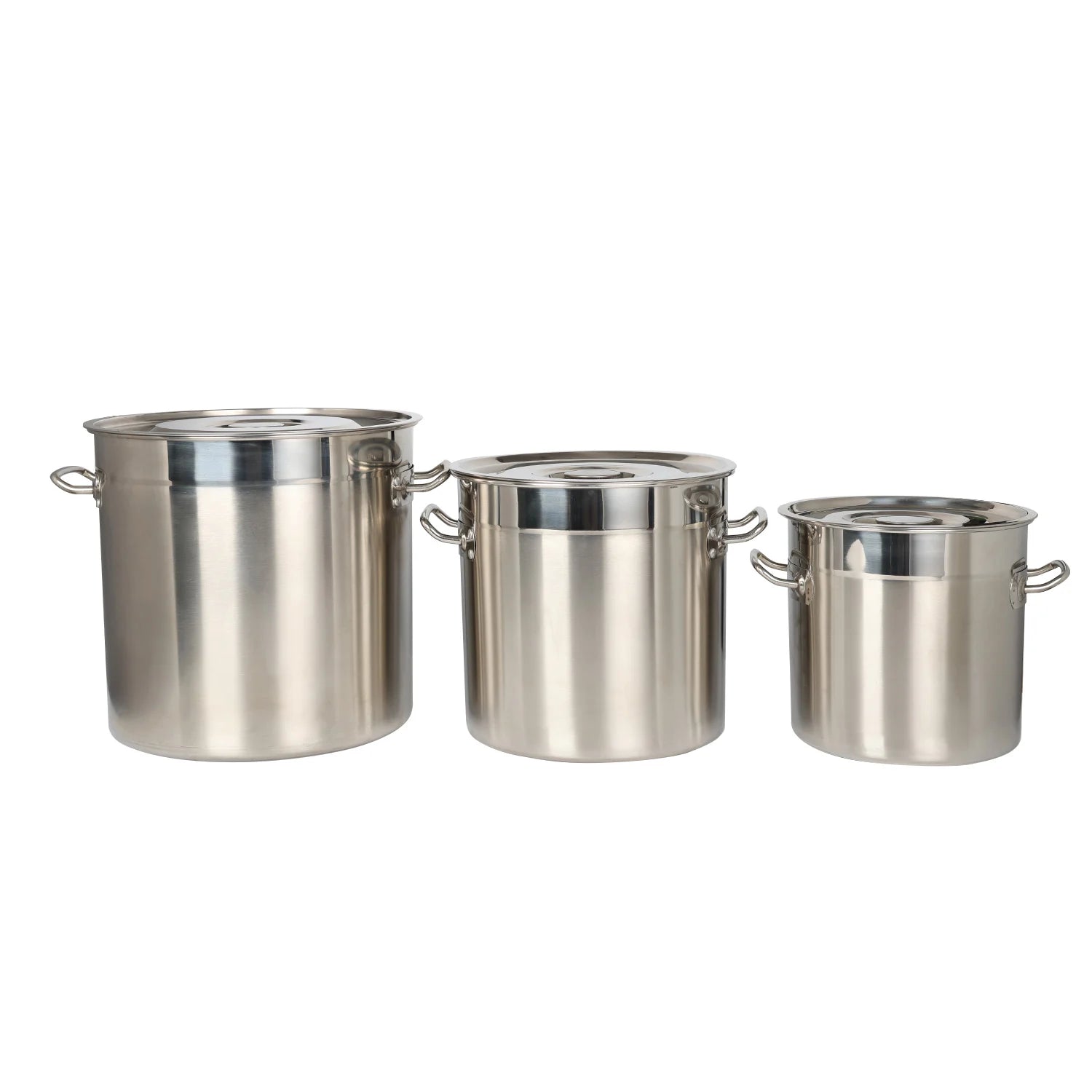 Hot Sale Durable Commercial Stainless Steel 201/304 15-100cm Cooking Stock Pot 3-layer Bottom Double Handles Gas Induction Re