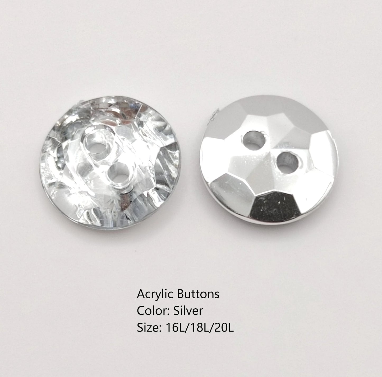 Wholesale Fast Shipping Different Size 16L/18L/20L 2-Holes Crystal Round Diamond Plastic Acrylic Buttons for Sofa Decoration
