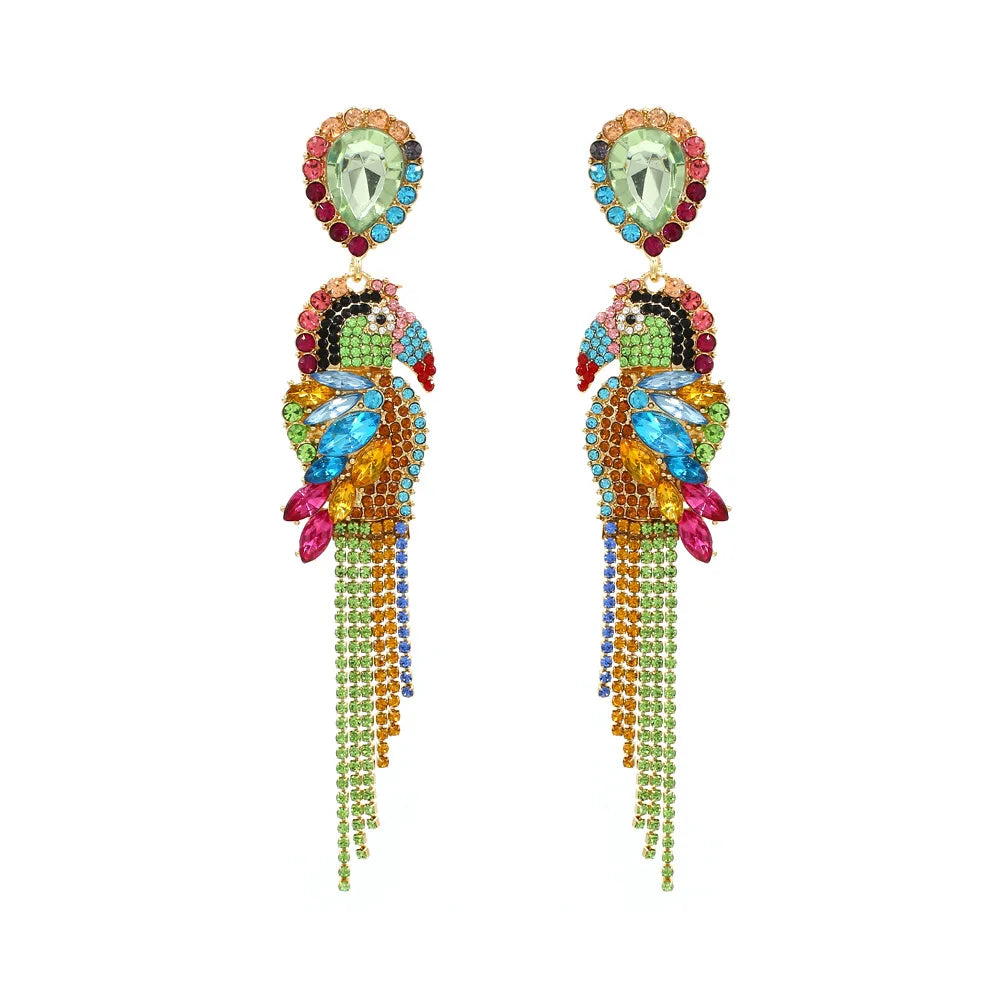 Parrot Earrings for Women Cute Bird Parrot Tassel Earrings for Girls Beaded Parrot Dangle Earrings Stock