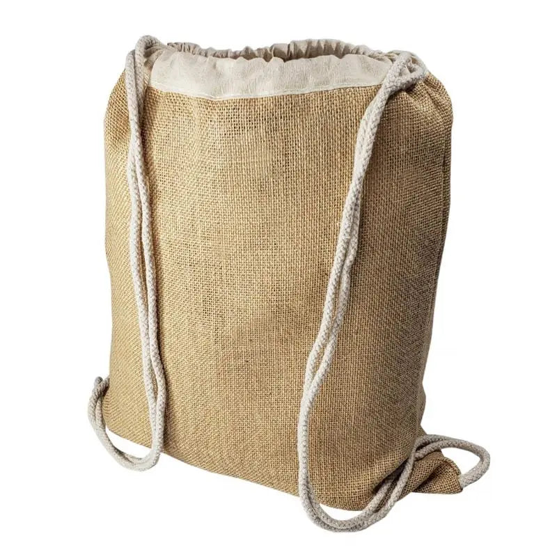 Jute Drawstring Travel Backpacks With Cotton Rope Burlap Cinch Sack Pull String Bags for Gift Beach Sports Hike