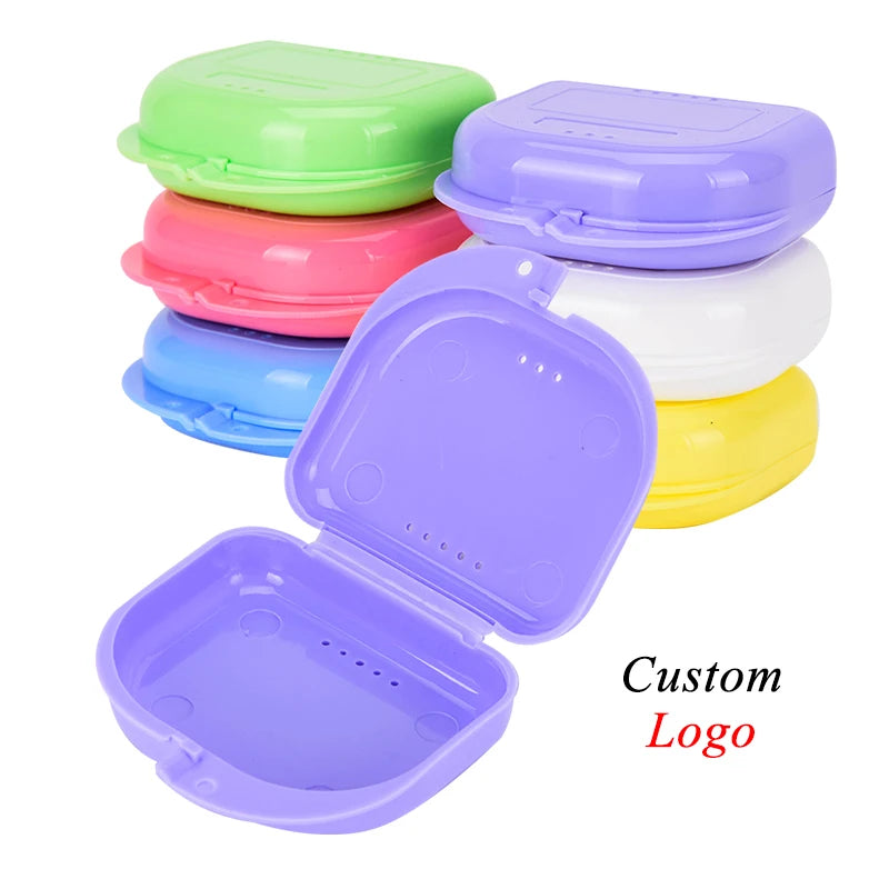Orthodontic Retainer Case Colorful Plastic Dental Tooth Storage Box with Holes Custom Logo