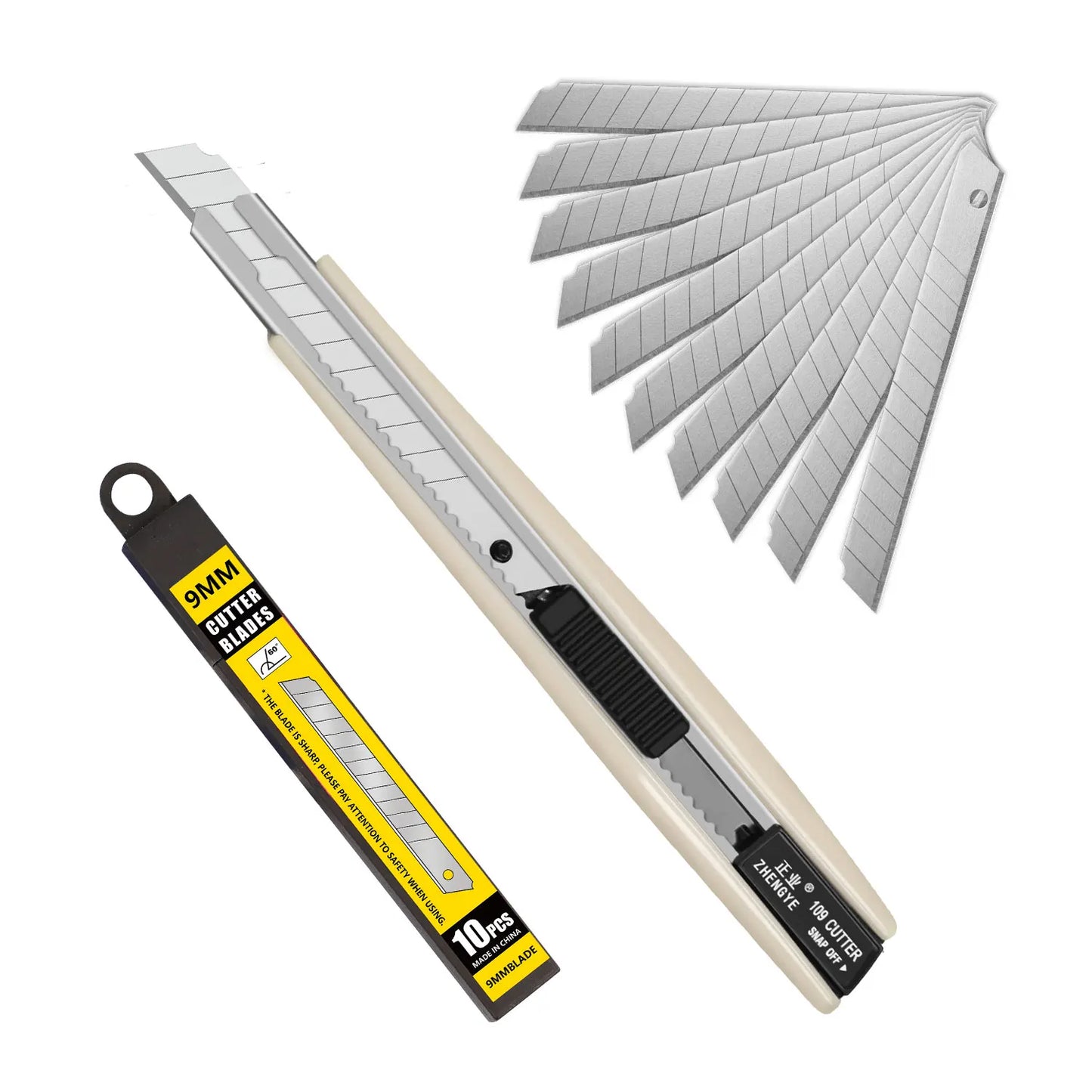 ZY-109 Custom Plastic Handle Utility Knife 9mm Sk5 Snap off Blade Knife Professional Box Cutter Safety Knives
