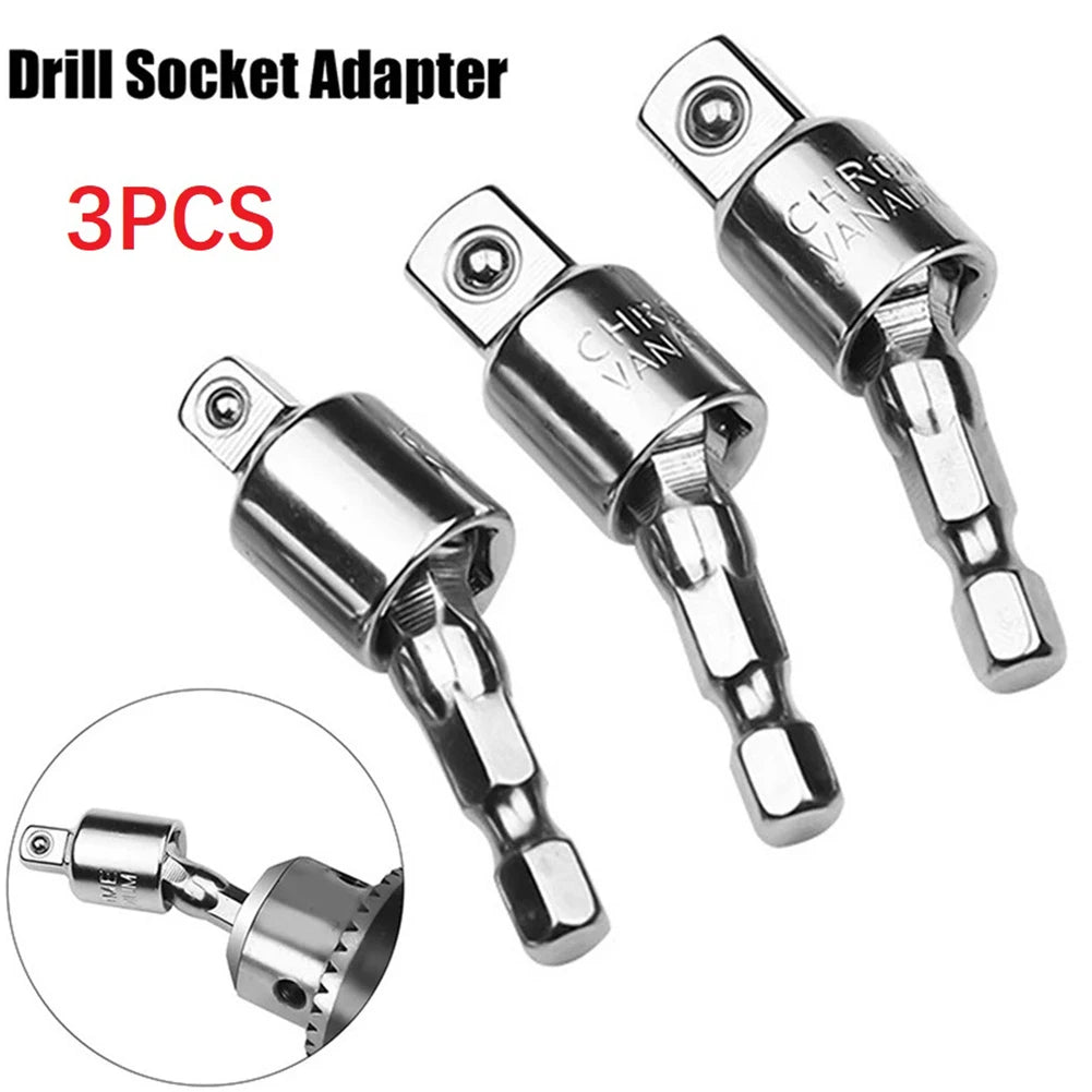 360 Degree 1/4 3/8 1/2 Hex Shank Square Socket Converter Adapter for Electric Drill Extension bar Hand Hardware Tools